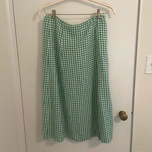 Ann Taylor Loft Green Gingham Midi Skirt, Size 6